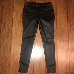 Black faux leather jeggings
